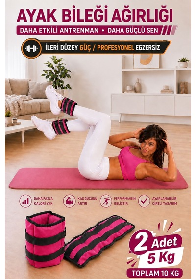 Spor Byfit 5 Kg x 2 Adet Pembe El veya Ayak Bileği Ağırlığı Pembe