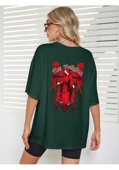 Uyguntarz Unisex My Regilion Tasarım Basklı Tshirt Yeşil