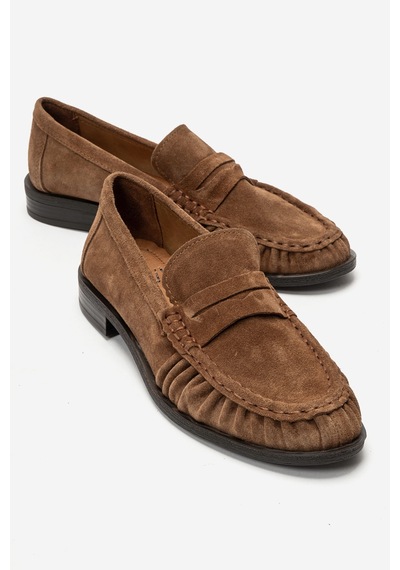 Luvi Shoes Chen Toprak Süet Hakiki Deri Kadın Loafer Ayakkabı