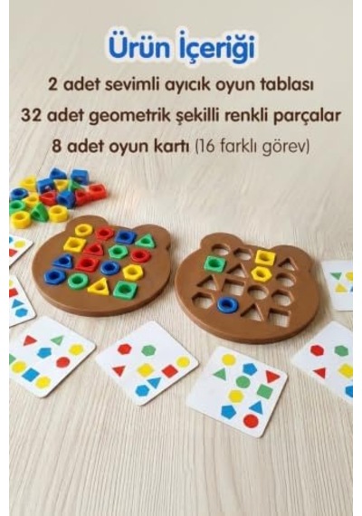 Eğitici Şekil Oyuncağı Ayı Geometrik Şekil Parça Yerleştirmeli Zeka Oyuncak