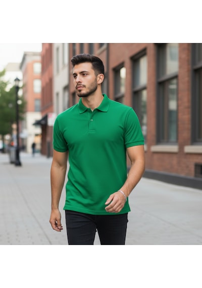 Bite Nose Renk Seçenekli Erkek Polo Yaka Tişört Günlük & Şık Pamuklu Slim Fit Açık Yeşil