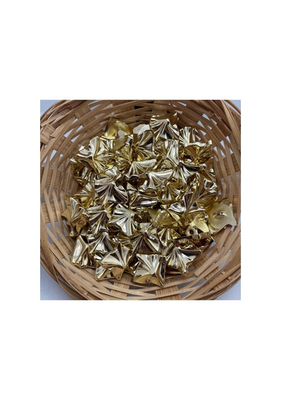 Kabartmalı Ve Dolgulu Altın Renk Plastik Metalize Alttan Ayaklı Kare Düğme 34" - 6 Adet - 691090549