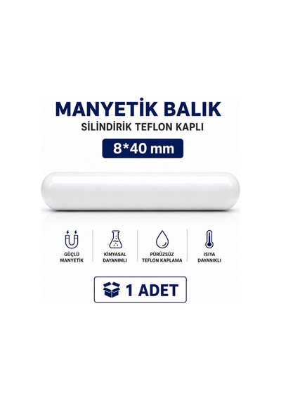 Manyetik Balık Silindirik Teflon Kaplı 8 40mm - 1 Adet