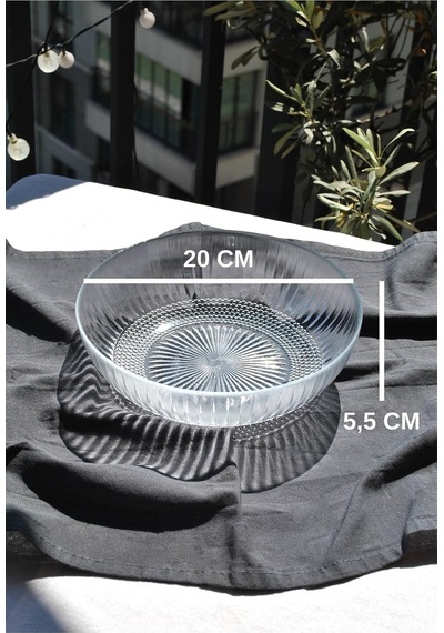 Tr 1 Adet Cam Şeffaf 20 Cm Salata Kasesi Orta Boy Salata Tabağı Kase 20 Cm, Beyaz Diğer