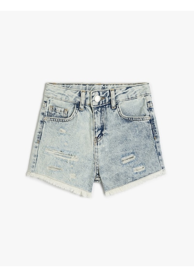 Koton Pamuklu Basic Denim Şort Lıght Indıgo 5skg40036ad Açık Mavi