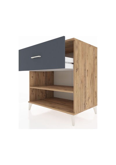 Kronos Şifonyer Tek Raflı Tek Çekmeceli 88x59x96 Çam-antrasit Atlas Çam