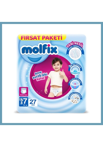 Molfix Külot Bez Fırsat Paketi 7 Beden 19+ Kg 27 Adet Mbt06