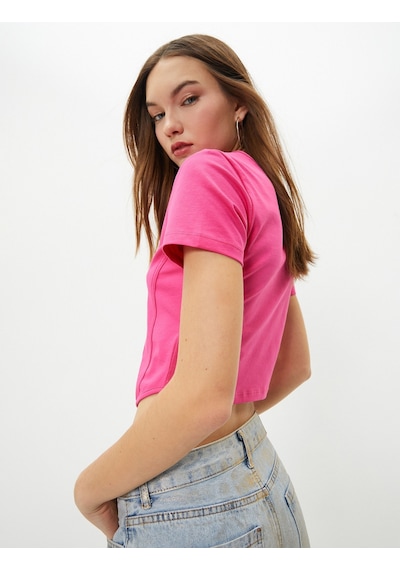 Koton Crop Tişört Korse Görünümlü Dar Kalıp Kısa Kollu U Yaka Pamuklu Fuşya 4sal10048ık 4SAL10048IK303 Fuşya Koton Crop Tişört Korse Görünümlü Dar Kalıp Kısa Kollu U Yaka Pamuklu Fuşya 4sal10048ık 4SAL10048IK303 Fuşya