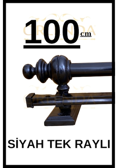 Rustik Perde Askısı Siyah 100cm - Ahşap Rustik Siyah