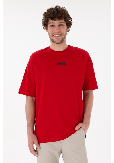 U.S. Polo Assn. Erkek Oversize Fit Bisiklet Yaka Kırmızı Tişört 50305923-VR030