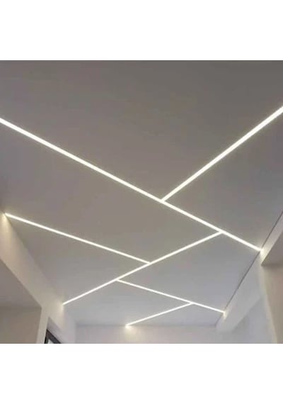 10 Lu Set Led Kanal Profil Alüminyum 13x6mm 2 Metre Sıva Üstü İnce Kasa Opak Pleksi Difüzörlü Lineer Led Kanal 2128