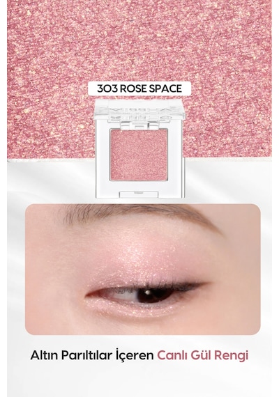 Kalıcı, Topaklanma Yapmayan, Simli Tekli Far Modern Shadow Glitter 303 Rose Space 303