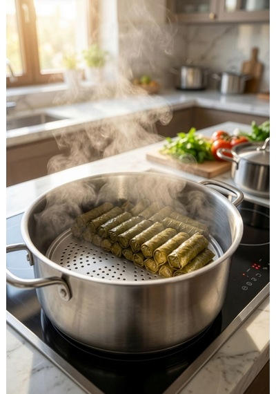 2'li Yanmaz Yapışmaz Tencere Dibi Koruyucu Dolma Ve Sarma Pişirme Aparatı Altlığı Açık Gri