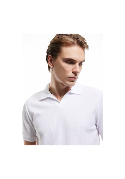 Koton Kısa Kollu Regular Fit Pamuk Karışımlı V Yaka Polo Tişört Beyaz 5sam10038mk Beyaz