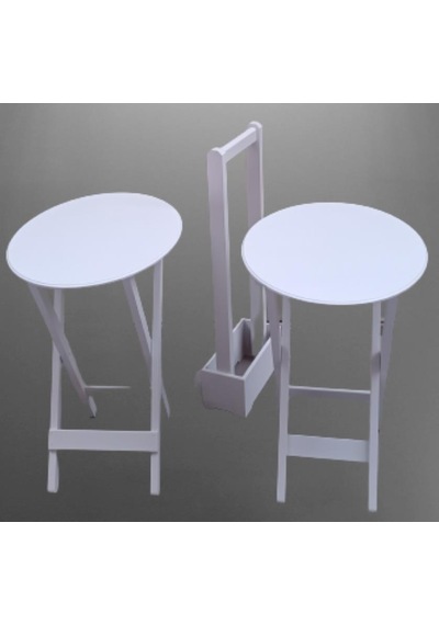 Çanta Zigon Sehpa Oval Model İkili Takım Ahşap Mdf Beyaz Renk Uyumu El Yapımı