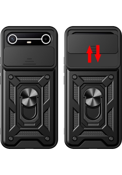 Zore Tecno Spark Slim 5g Kılıf Magnetik Standlı Kamera Korumalı Zore Sürgülü Vega Kapak - Mavi