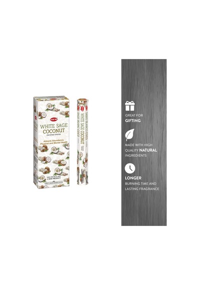 White Sage Coconut Çubuk Tütsü - Hindistan Cevizi Adaçayı Kokusu 20 Adet