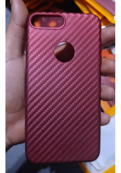 Apple iPhone 7 Plus / 8 Plus Uyumlu Telefon Kılıfı Desenli Esnek Bordo Kırmızı