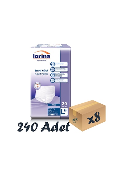 Lorina Yetişkin 6 Damla Emici Külot L 30'Lu 8 Paket 240 Adet