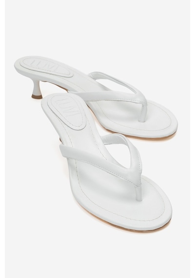 Luvi Shoes Norell Beyaz Cilt Parmak Arası Kadın Topuklu Terlik