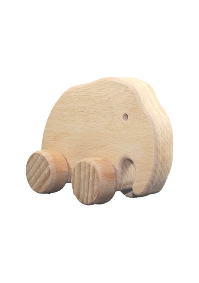 Cwwtoys Çalışkan Fil Boyasız Ahşap Hayvan Figürü, Masif Kayın, 18 Ay+