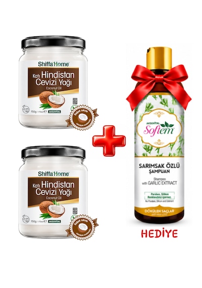 2 Adet Hindistan Cevizi Yağı 170ml Sarımsak Özlü Şampuan 400ml Hediye 700 ML
