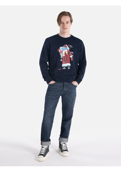 Colin's Colins Regular Fit Baskılı Lacivert Erkek Sweatshirt Cl1061441 Q1.v2 Nav Lacivert