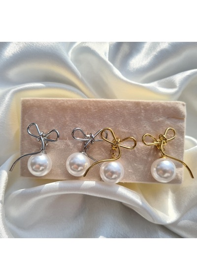 Pearl Ribbon Elegance Küpe Gümüş