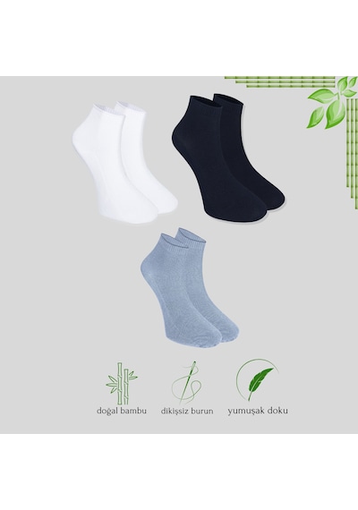 Kral Socks Kabartma Desenli Bambu Dikişsiz Parfümlü Erkek Kısa Çorap 3'lü Çok Renkli
