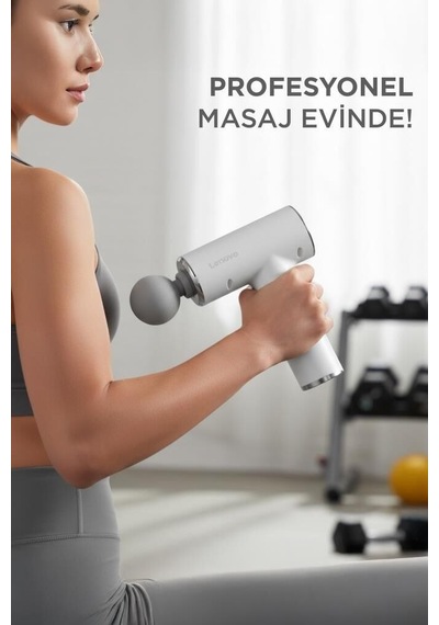 Delux Serisi N2 Beyaz Darbeli Masaj Tabancası Şarjlı 1800mah Pratik Aktif Spor Sonrası