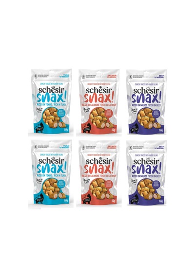 Schesir 3 Çeşit Karma Snax Dolgulu Kedi Ödül Maması 60 G X 6 Adet