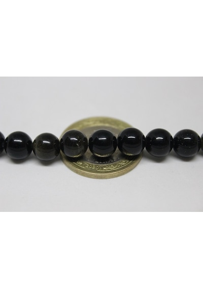 Golden & Siyah Obsidyen Taşı 8Mm/4 Adet