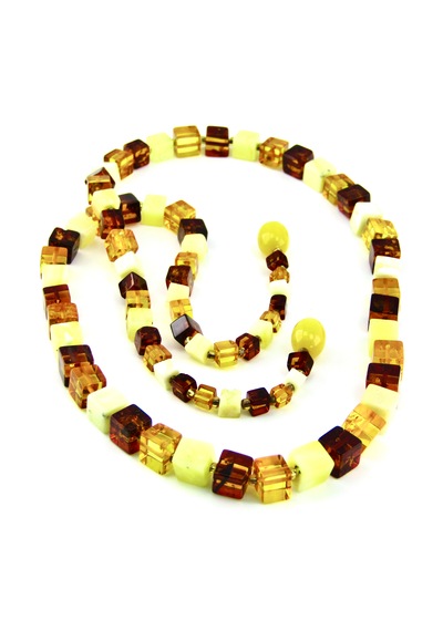 Ambergold Kehribar Kolye Küp Kesim Damla Kehribardan Kly311 Çok Renkli