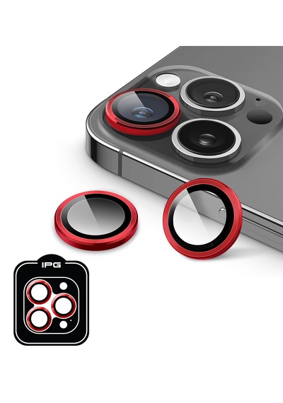 Apple Uyumlu iPhone 16 Pro / Pro Max İçin Ipg Kamera Lens Koruyucu - Kırmızı