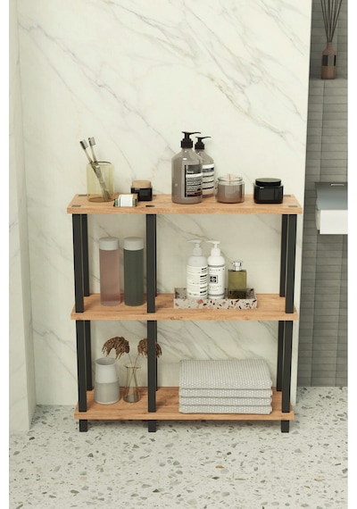 Terada 3 Katlı Banyo Düzenleyici Çok Raflı Banyo Organizeri Çok Amaçlı Banyo Düzenleyici - Meşe Meşe