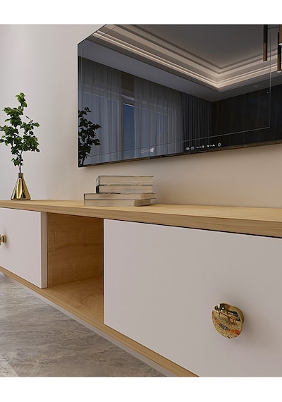 Tda1501dbg - Zuzu Duvara Montaj Tv Stand Safirmeşe-beyaz-gold 150cm Safirmeşe-beyaz Tda1501dbg - Zuzu Duvara Montaj Tv Stand Safirmeşe-beyaz-gold 150cm Safirmeşe-beyaz