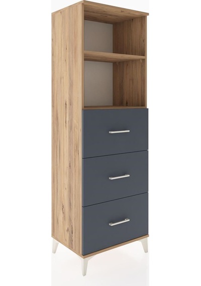 Hyperion Dolap 2 Raflı 3 Çekmeceli 60x44x182 Çam-antrasit Atlas Çam