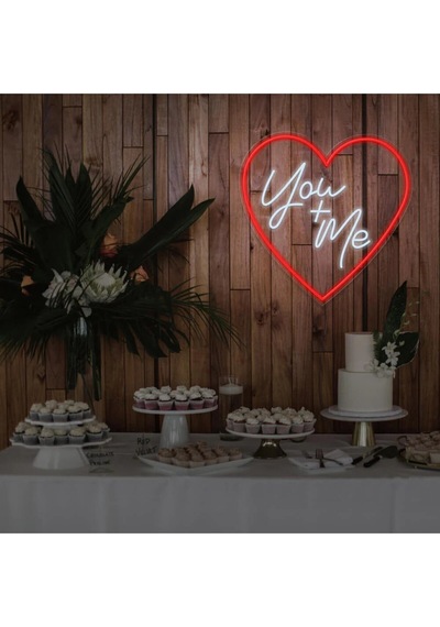 You+me Yazılı Ve Şekilli Neon Tabela Kırmızı