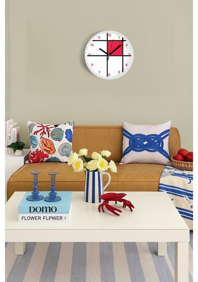 Geometrik Tasarım Modern Duvar Saati - 25cm - Önü Camlı Beyaz Kasa - Sessiz Mekanizma-jh0416 Beyaz