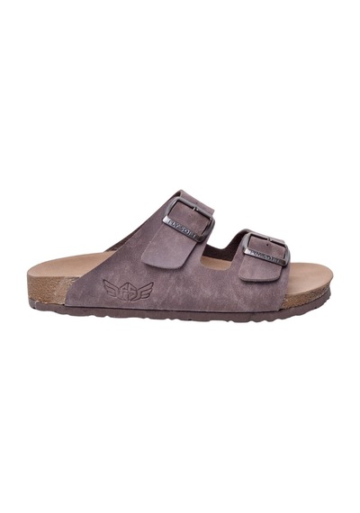 Fly Soft S903-002 Erkek İki Tokalı Mantar Tabanlı Yazlık Comfort Terlik Kahve Siyah