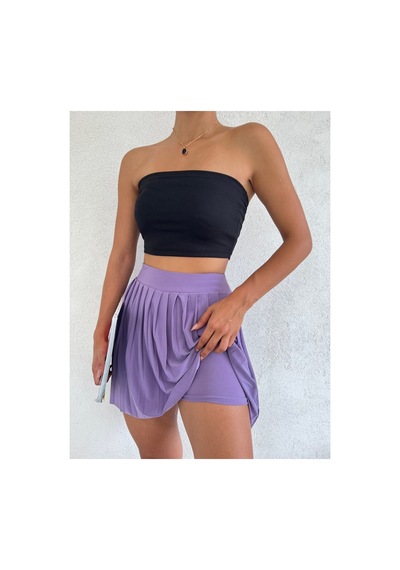Winmoda34 Kadın Tenis Eteği Içten Taytlı Lila