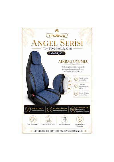 Seat Leon 2005 Ve Sonrası Uyumlu Angel Serisi Tay Tüyü Koltuk Kılıfı Mavi Siyah 05756313