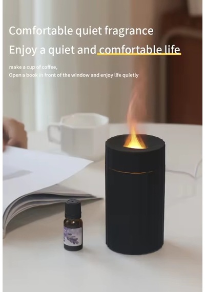 Ls15 Mini Alev Efektli Araç Nemlendirici 3d Usb Aroma Difüzörü Mum Tipi Hava Nemlendirici