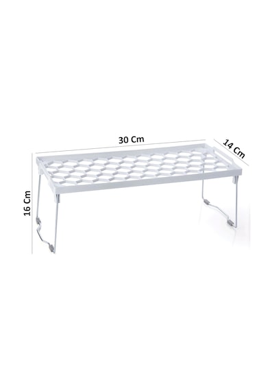 Plastik Metal Ayaklı Dikdörtgen Mini Raf Düzenleyici Organizer Beyaz
