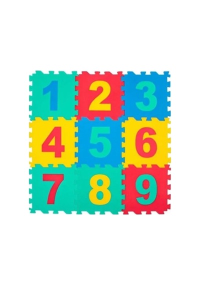 Myend 9 Parça 33x33 Boyutlu Puzzle Çocuk Oyun Matı Halısı Rakamlı Oyun Karosu Yapboz Mat Çok Renkli
