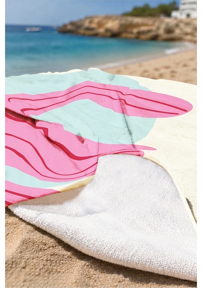 Kaktüs Temalı Modern Plaj Havlusu-bohem Pastel Sarı Pembe Havuz Deniz Hızlı Kuruyan Mikrofiber Havlu Keten Şafak