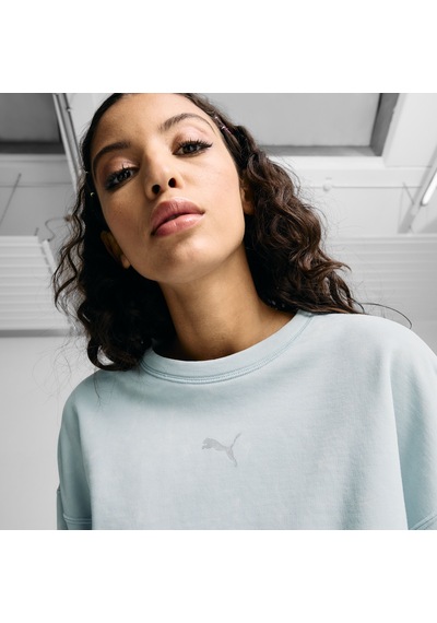 Puma Dare To Relaxed Washed Crew Mavi Kadın Sweatshirt
