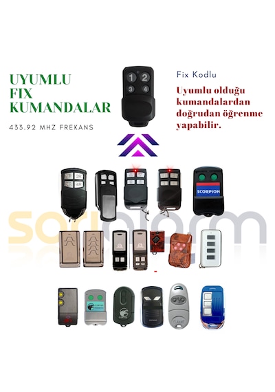 Rolling Nice, Bft, Hiland, Faac Vb. Olabilen Akıllı Kumanda 433.92 Mhz Sm-6508 Kablosuz Uzaktan Kumanda Anahtarı