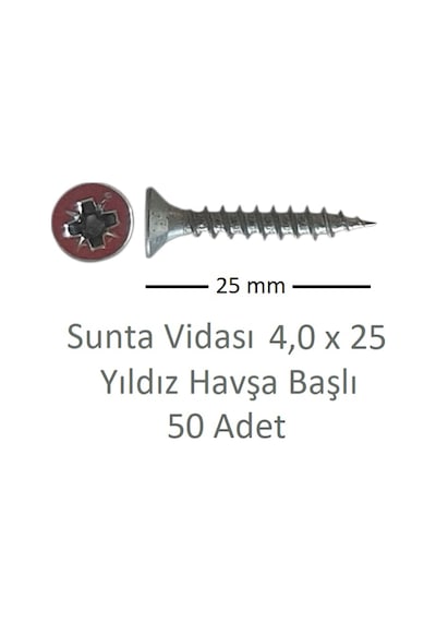 Adilon Sunta Vidası, 4,0 X 25 Mm, 50 Adet, Yhb Vida 4 x 25