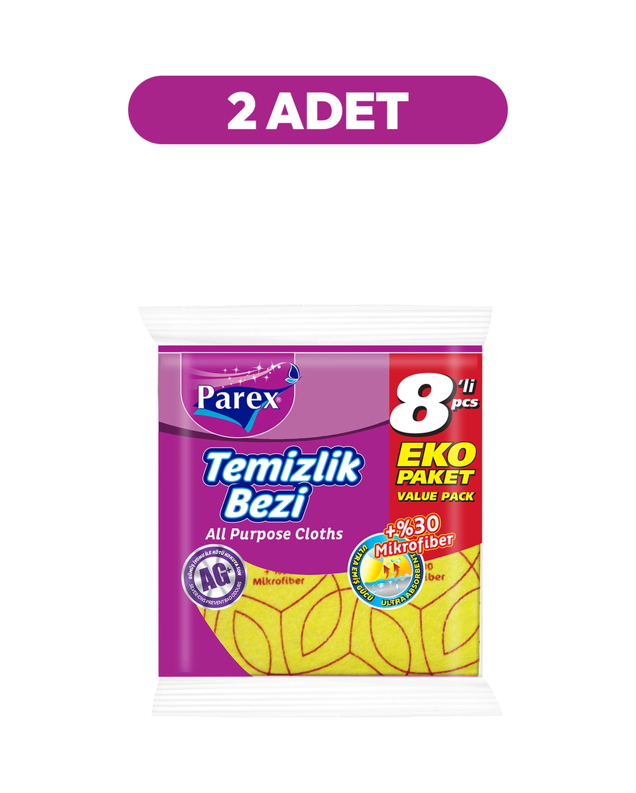 Yüzde 30 8'li Mikrofiber Temizlik Bezi İkili Paket Diğer